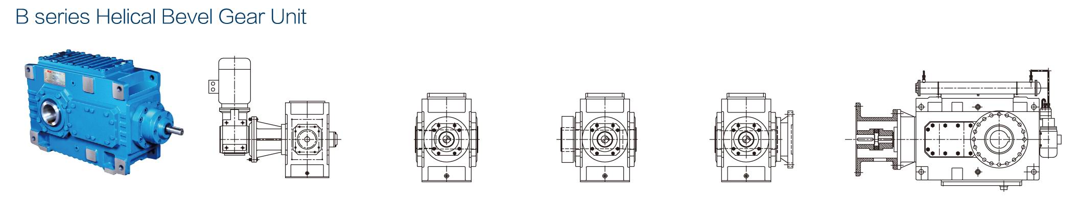 Diseño modular de unidad de engranaje cónico helicoidal de ángulo recto