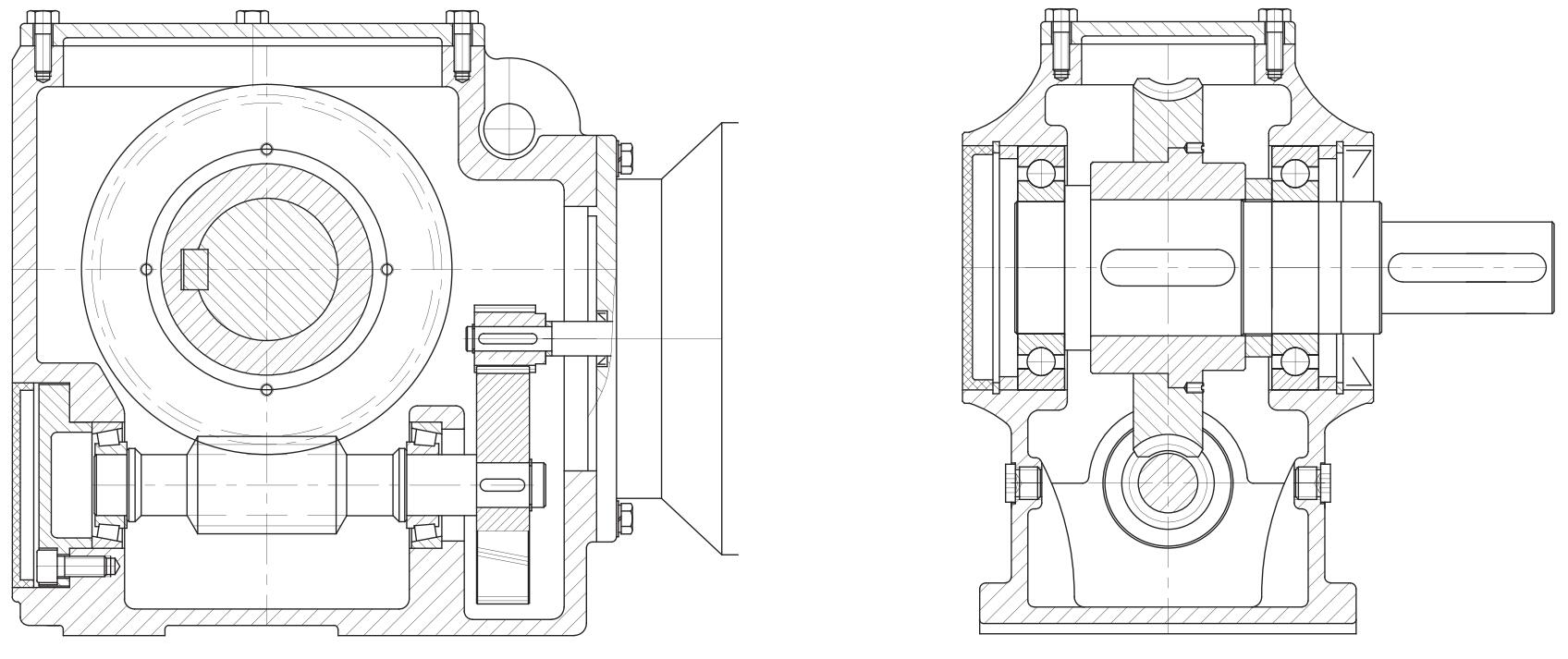 Worm helical gearbox structure drawing
