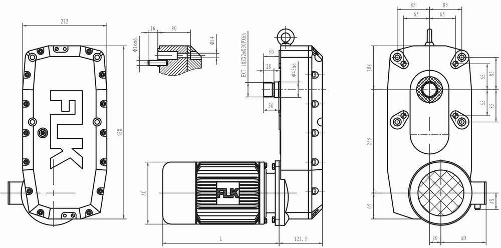 Outline Drawing for QZ3201 Wire Rope Hoist Lifting Drive System